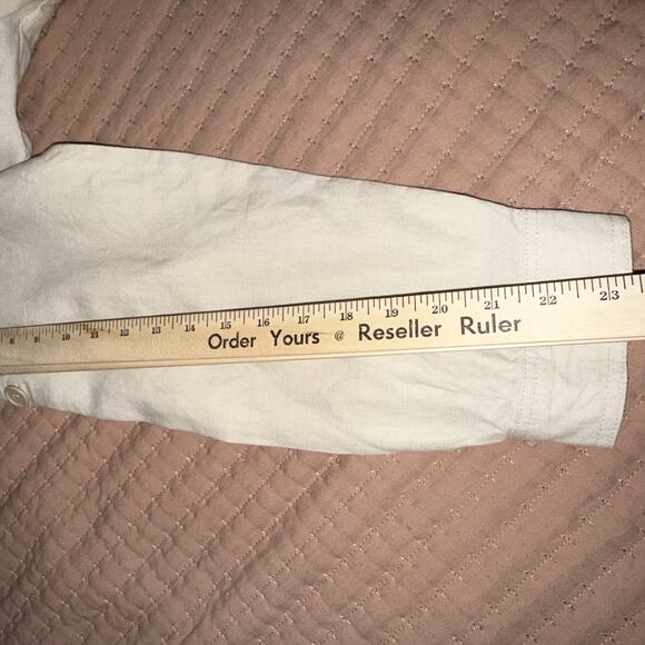 100% Linen Safari Shirt/jacket Utility Coastal Drawstring Waist Roll Tab L EUC - Picture 10 of 13